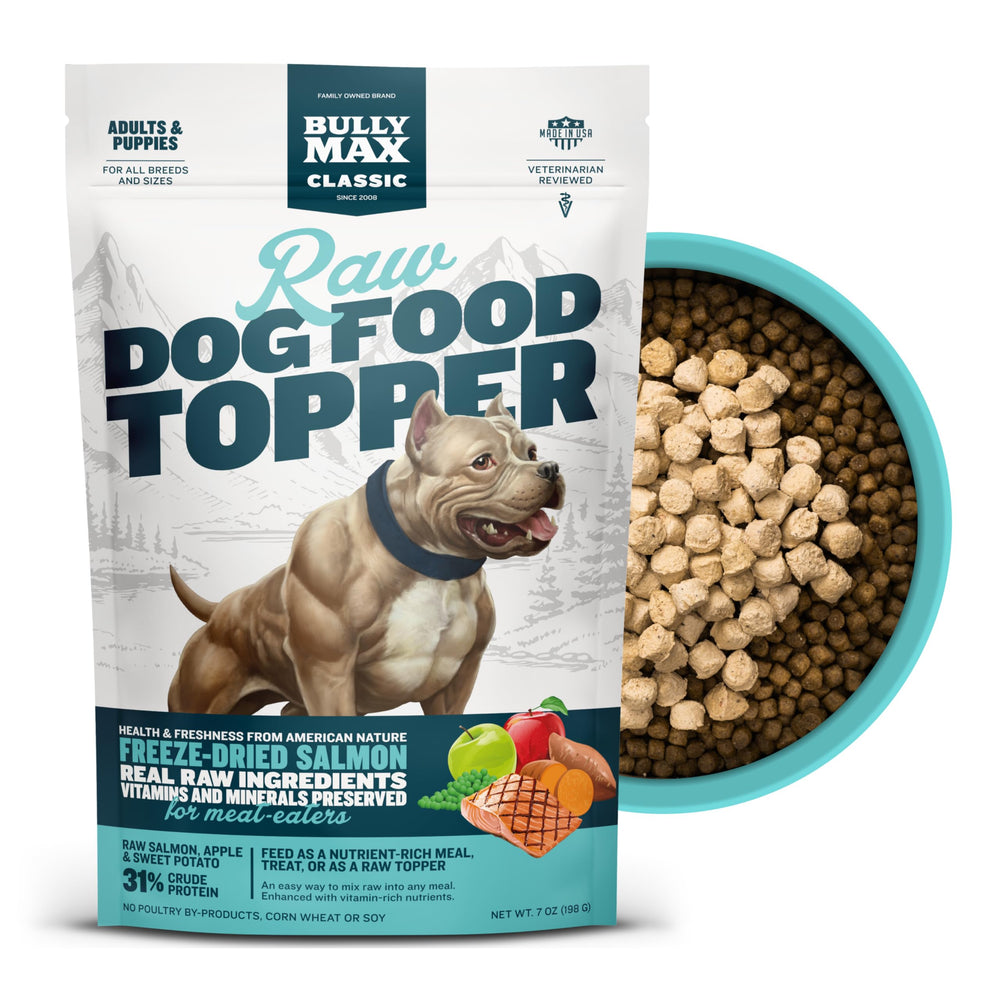 Bully Max complemento salmon, mejora el sabor y la proteína en la comida diaria.