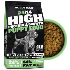 Bully Max Puppy Food 24/14 ofrece equilibrio nutricional para cachorros en crecimiento.