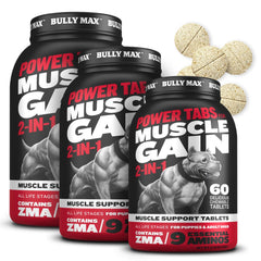 Bully Max tabletas músculo detalle: tabletas masticables para ganar músculo y energía en perros.