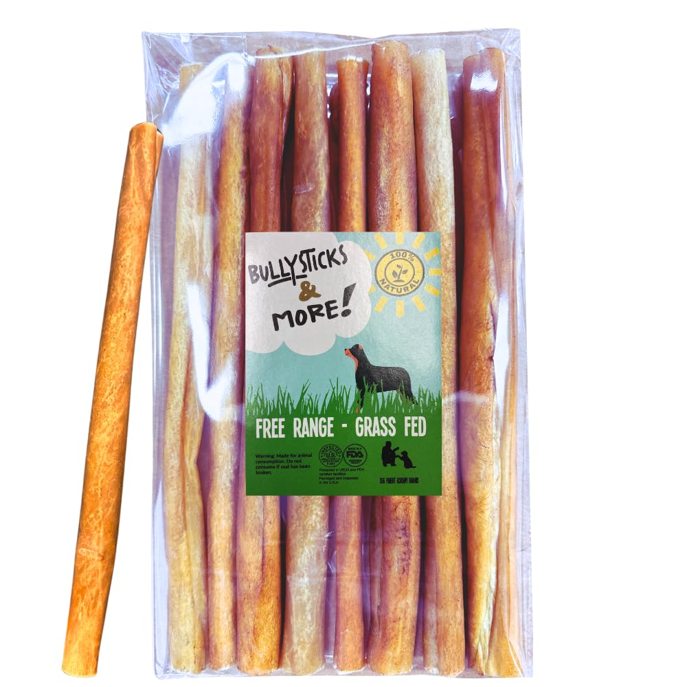 BULLYSTICKS & MORE barritas de colágeno de res para perros, masticación sabrosa.