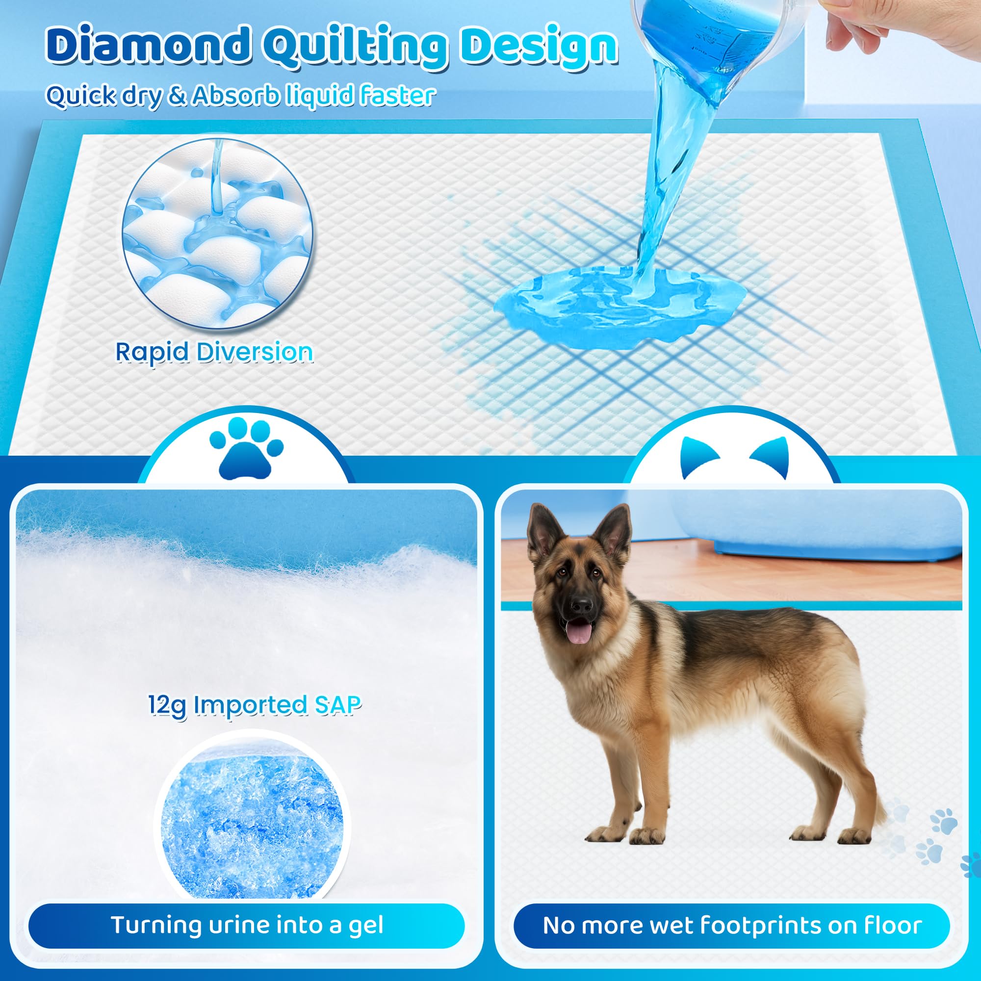 Bulubaky diseño acolchado diamante facilita absorción y limpieza.