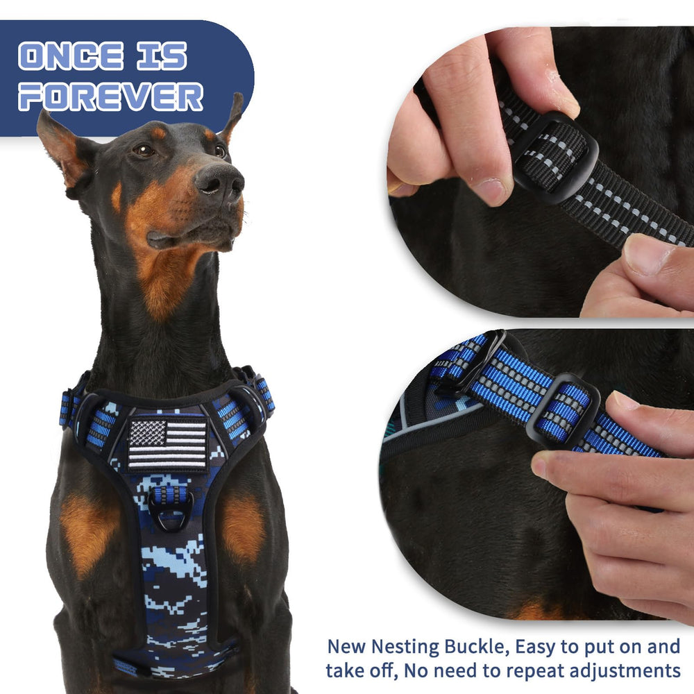Arnés BUMBIN sin tirones con ajuste de 4 tiras, azul camuflaje