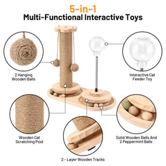 BUMUBI alimentador para gatos, combina comida y juego interactivo.