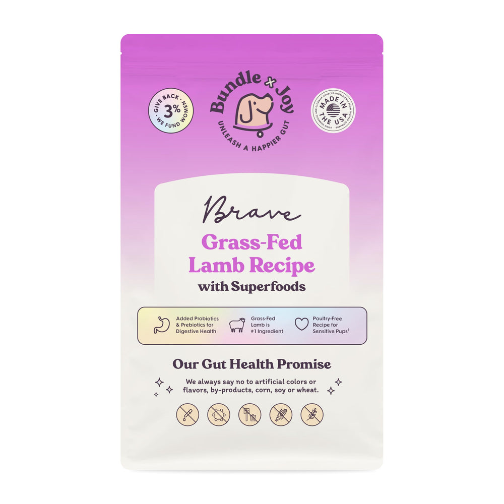 Bundle x Joy Brave: alimento seco para perro con cordero neozelandés, apoyo digestivo natural.
