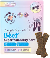 Bundle x Joy jerky de res para perros en bolsa de 5 oz, ideal como premio para entrenamiento.