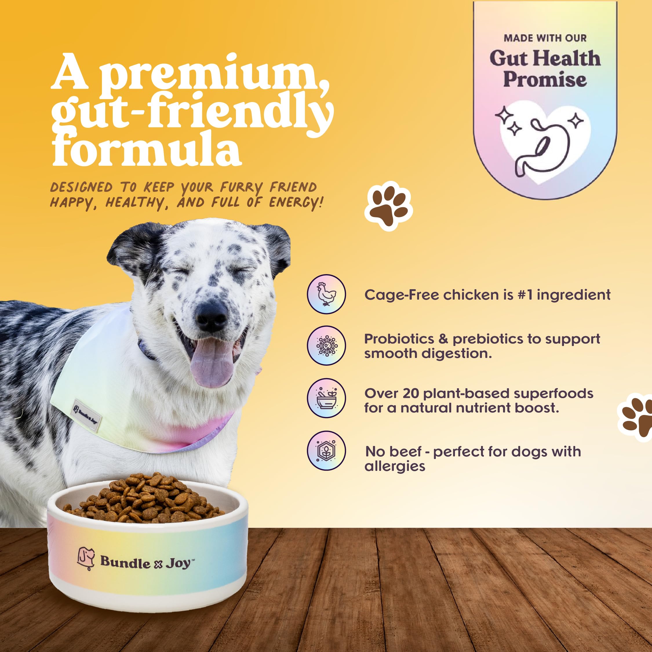 Probióticos en Bundle x Joy para apoyar la digestión de perros adultos.