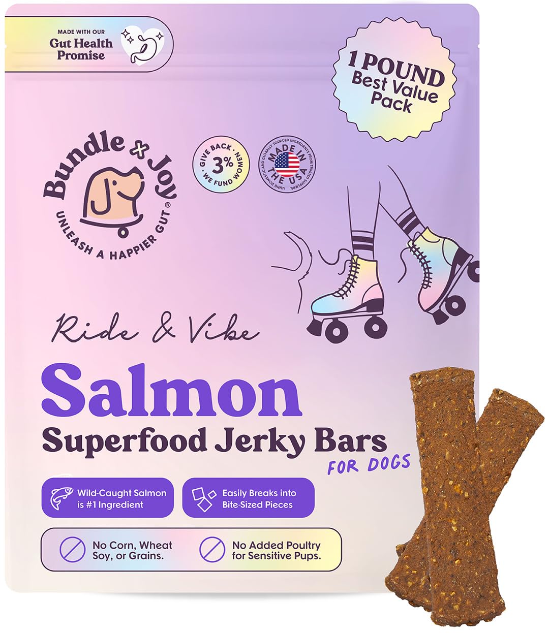 Bundle x Joy Ride y Vibe jerky de salmón en empaque 16 oz para perros