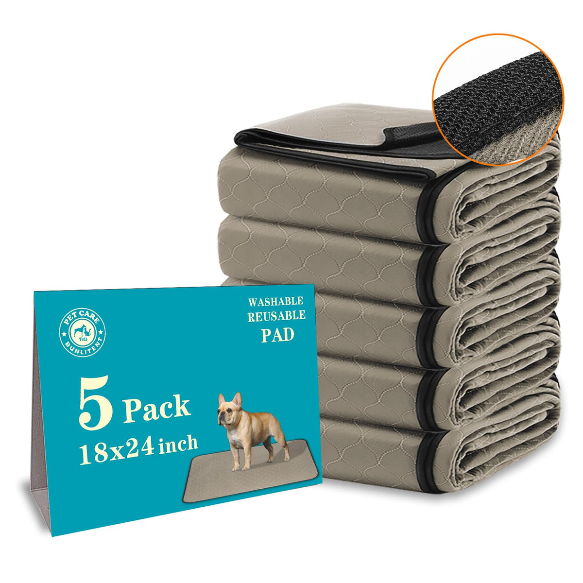 Bunlitent almohadilla lavable para perros, vista frontal, absorbe rápido para entrenamiento diario.