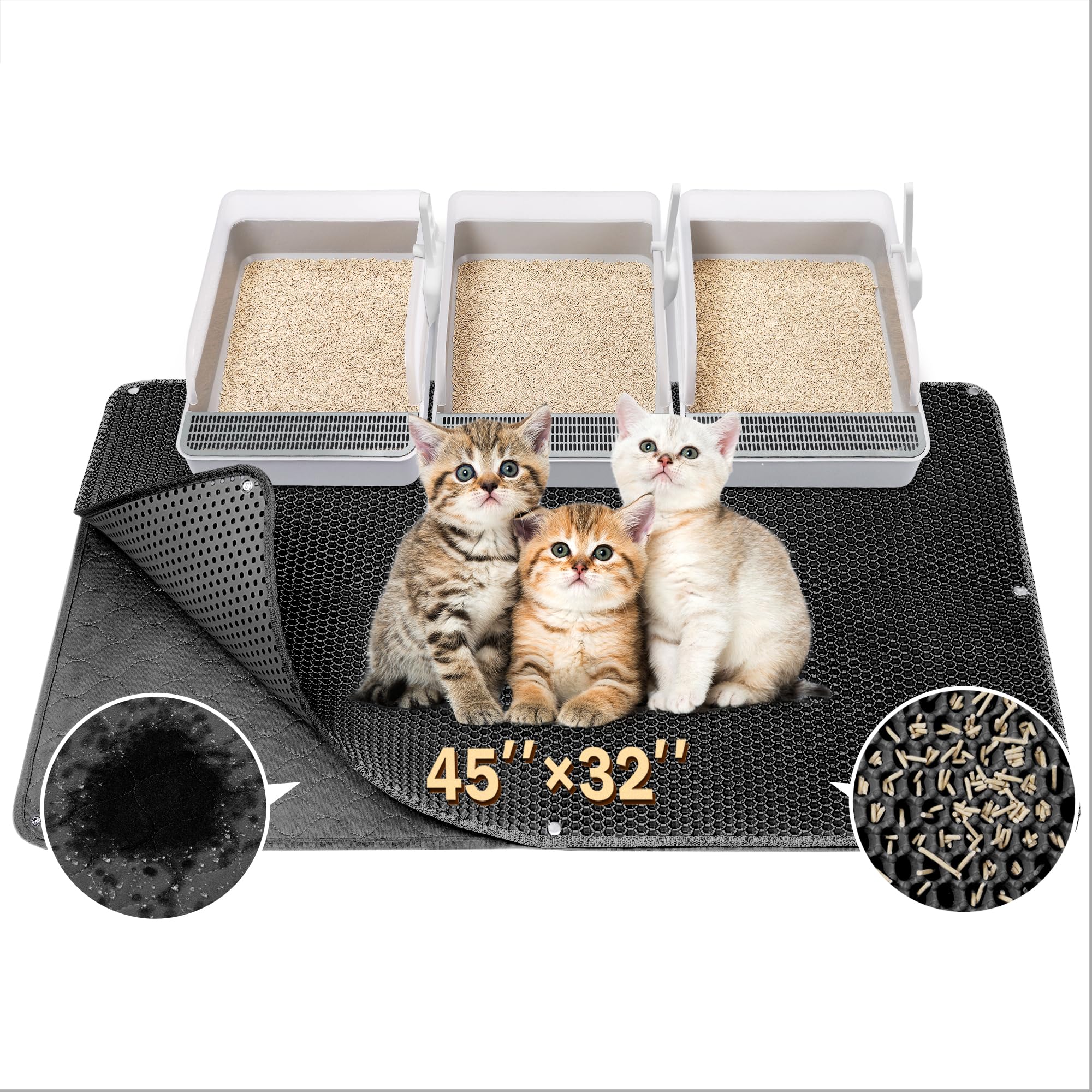 BurgeonNest alfombra arenero para gatos 45x32, cobertura amplia para varias cajas.
