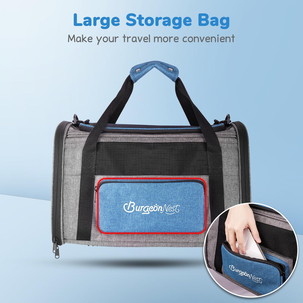 BurgeonNest bolso lateral azul, espacio extra para accesorios de viaje