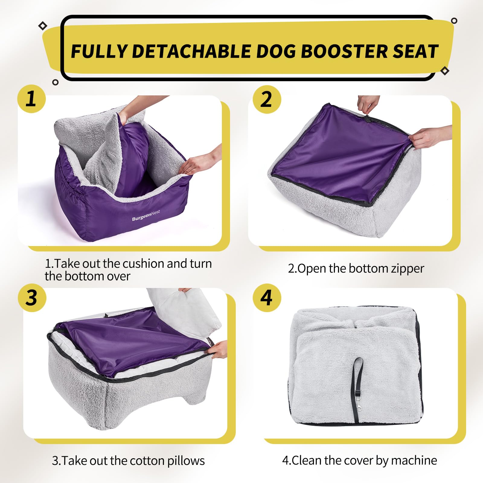 BurgeonNest asiento-coche-perro-antideslizante mantiene al cachorro estable
