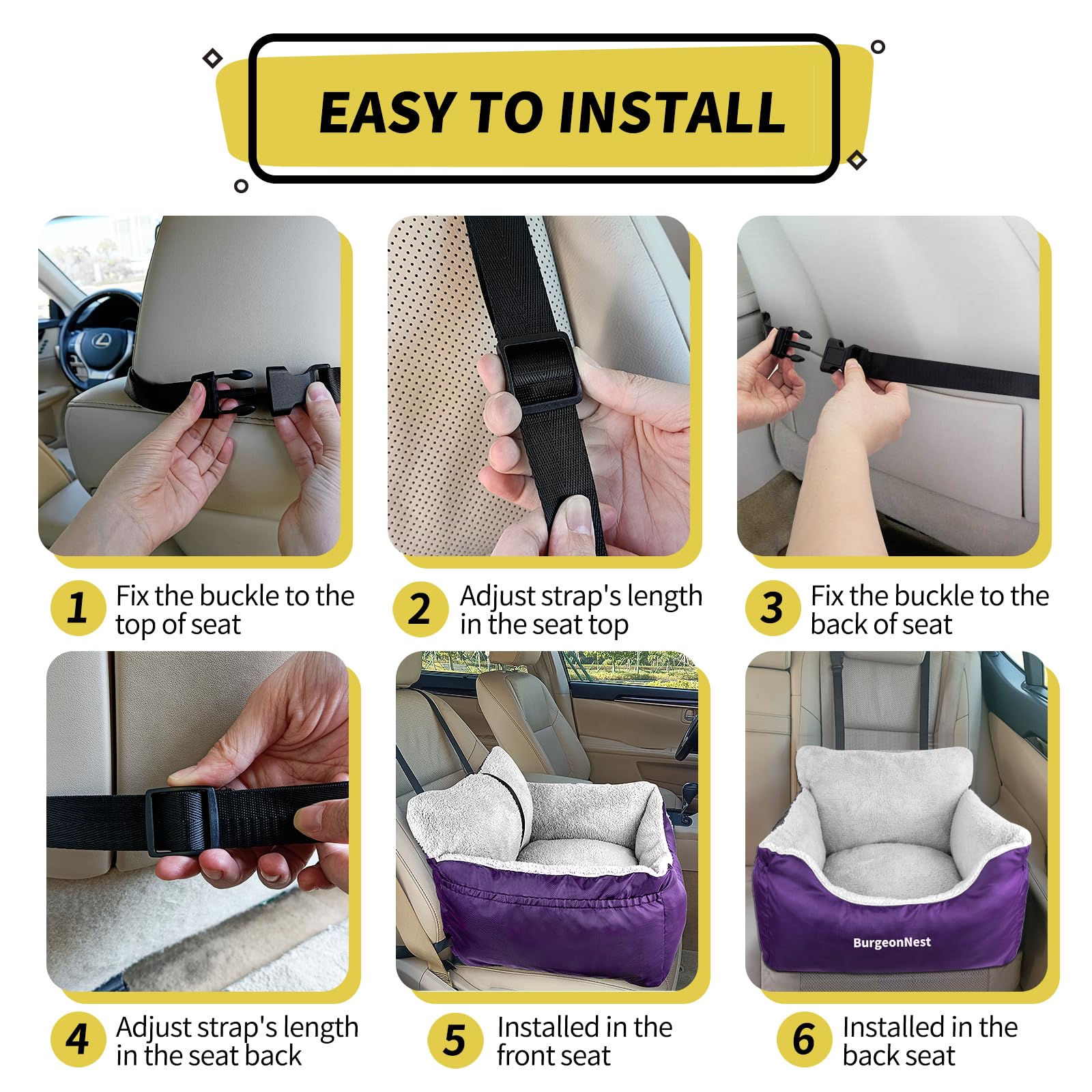 BurgeonNest asiento-coche-perro-lavable-oxford duradero y resistente