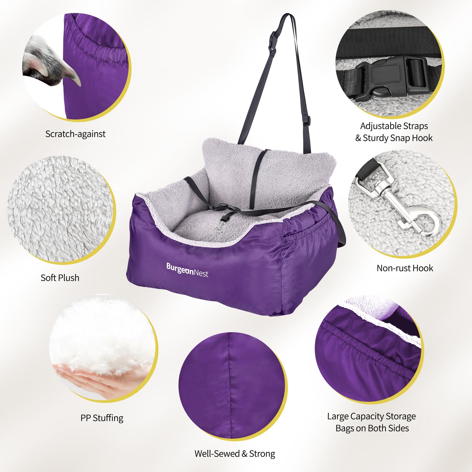 BurgeonNest asiento-coche-perro-portatil-con-correa ideal para viajar