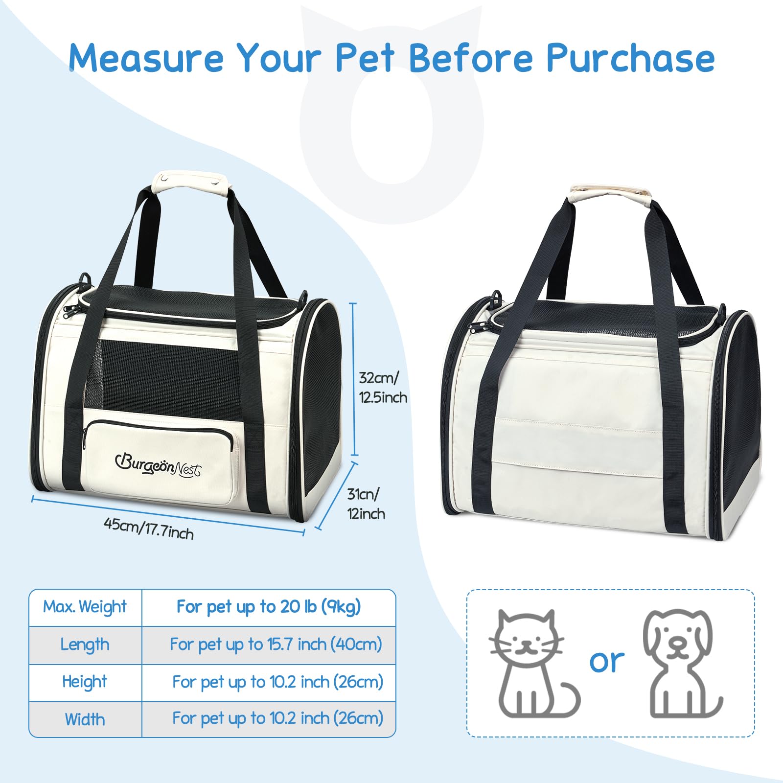 BurgeonNest transportín con marco metálico estable para mascotas.