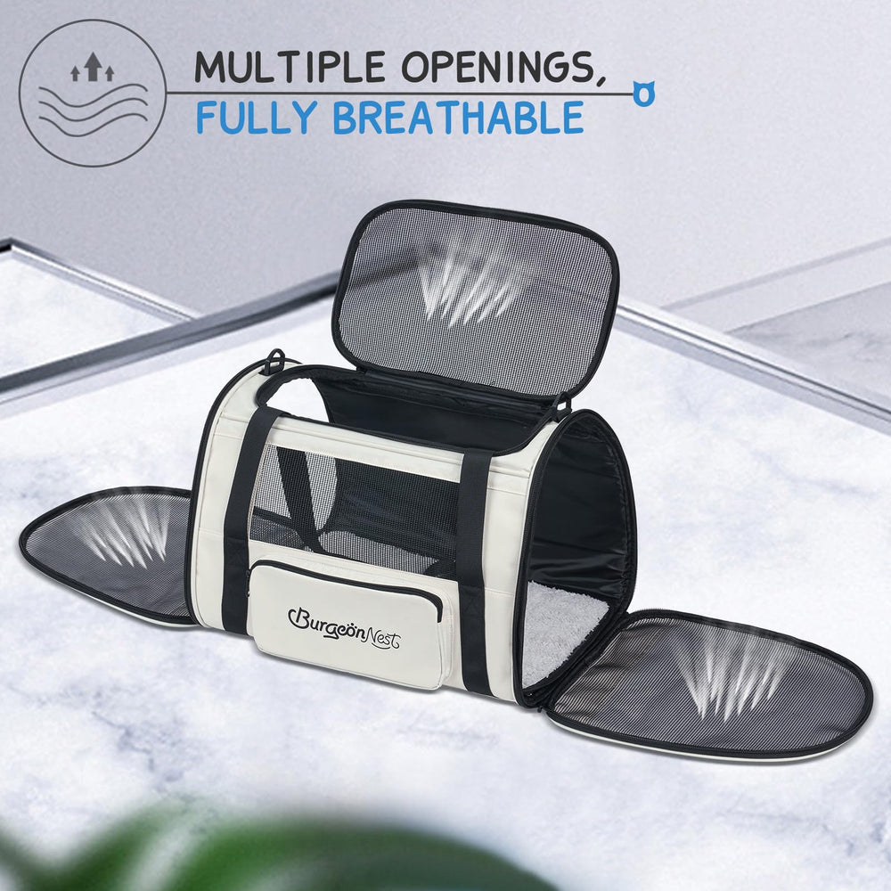 BurgeonNest transportín con cuatro ventanas de malla para ventilación y supervisión.
