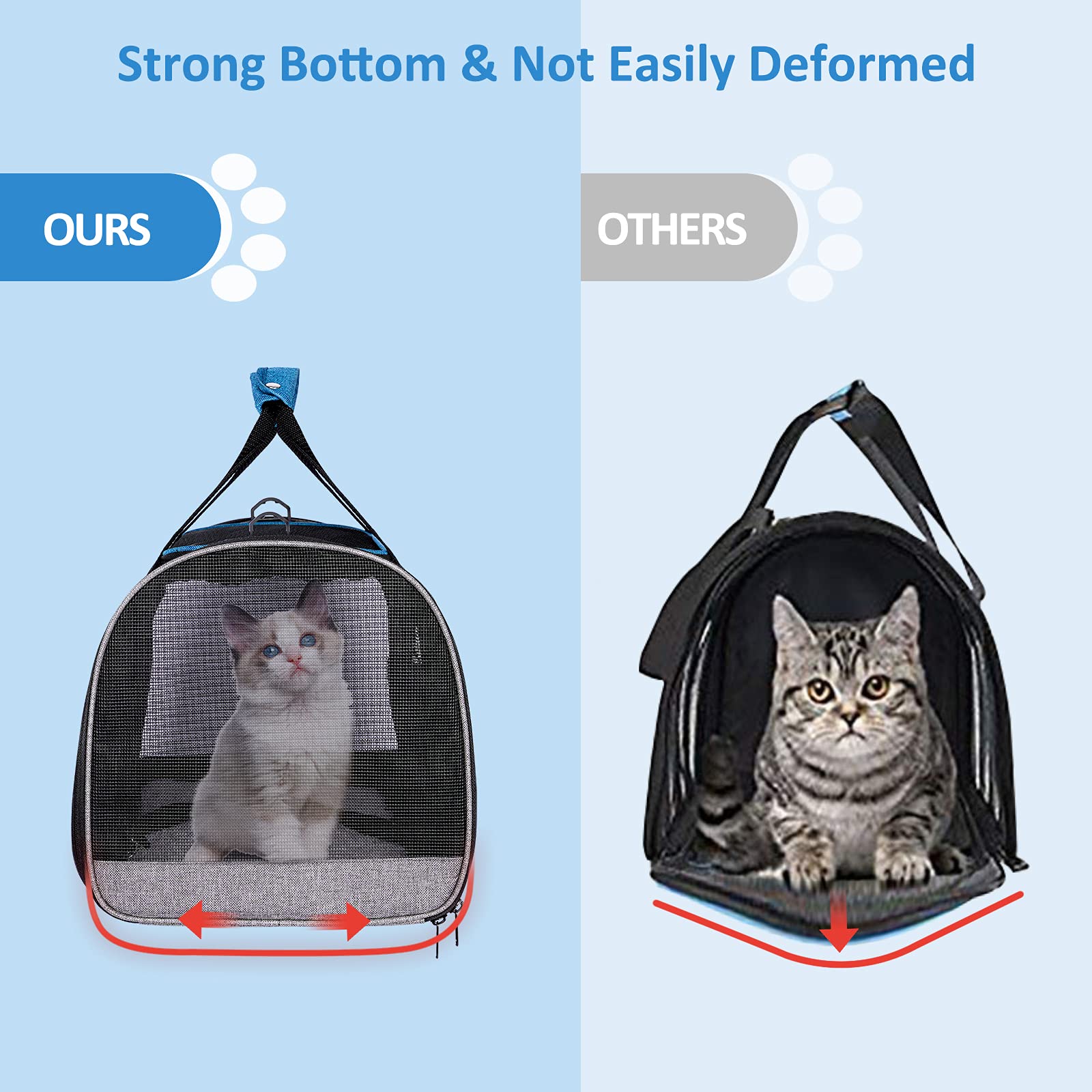 BurgeonNest transportadora gatos, bolsa lateral, almacenamiento práctico para accesorios y bolsas.