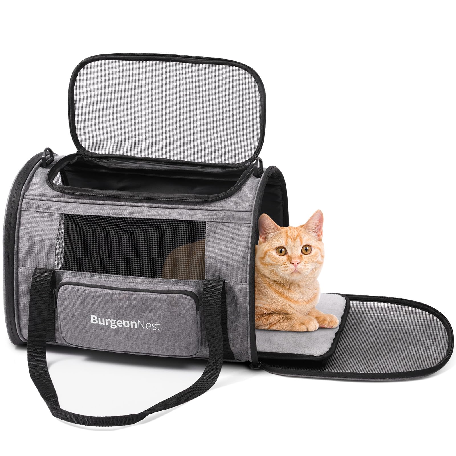 BurgeonNest transportadora de gatos, lado suave, ideal para viajes y comodidad para tu mascota.