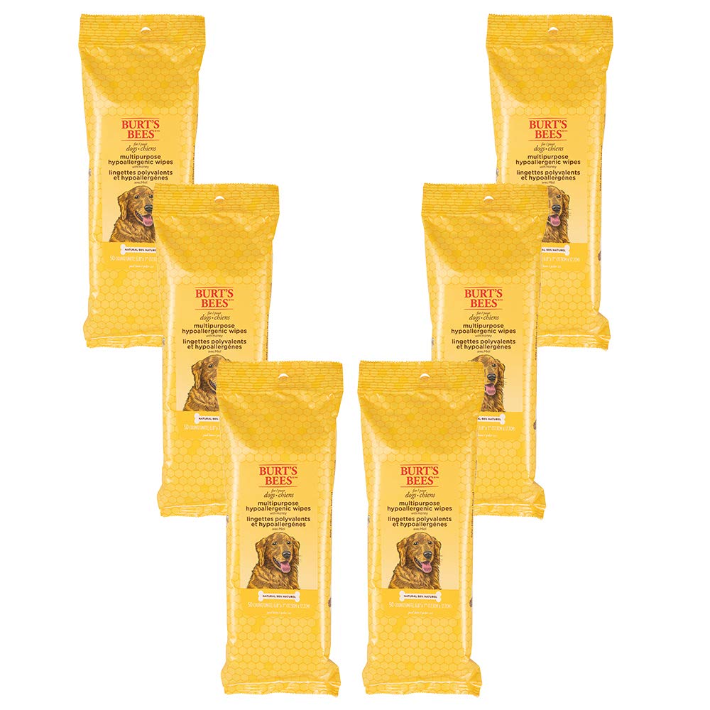 BURT'S BEES FOR PETS toallitas multipropósito para pelaje, limpieza suave y brillo.