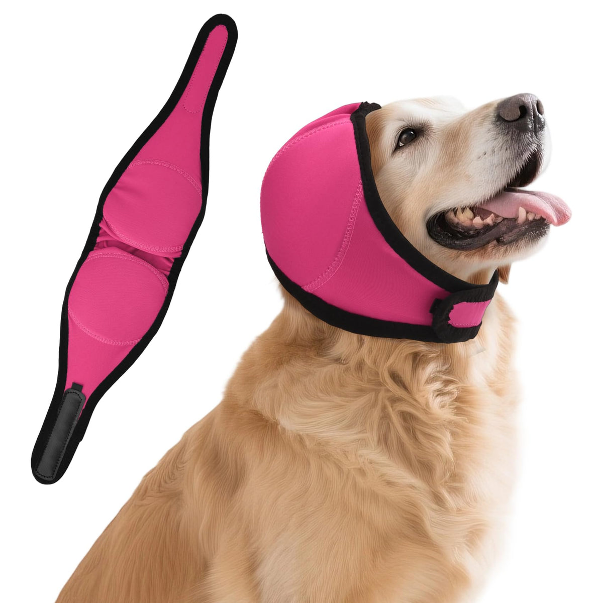 BUWZUJR Cubre-Orejas para Perro, vista frontal, diseño elegante y cómodo para el baño