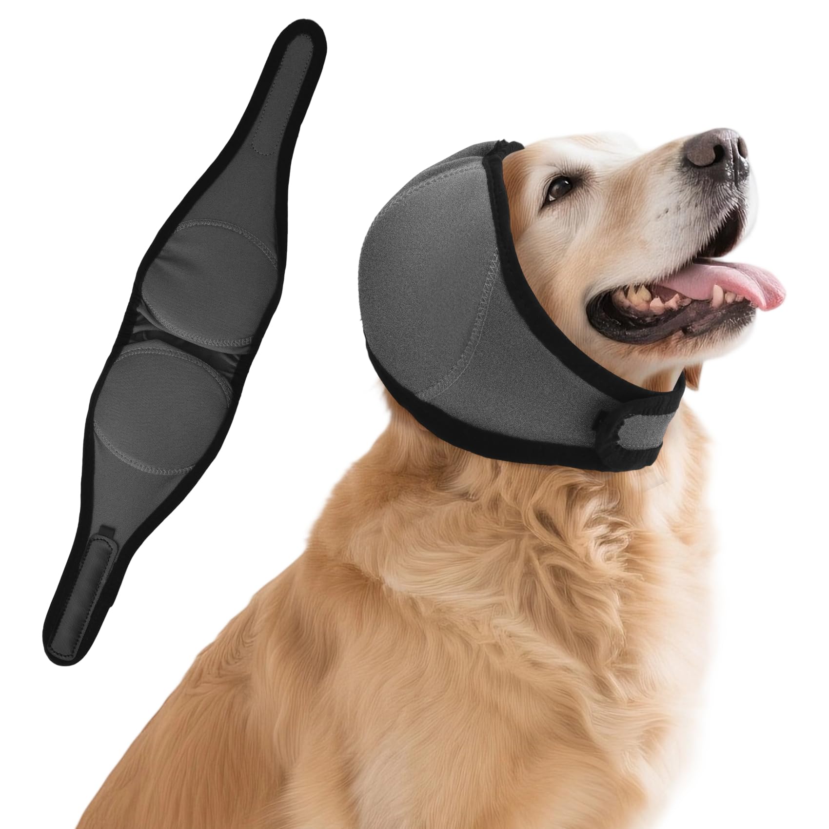 BUWZUJR protector-orejas-perro-impermeable ideal para paseos y baños sin estrés.