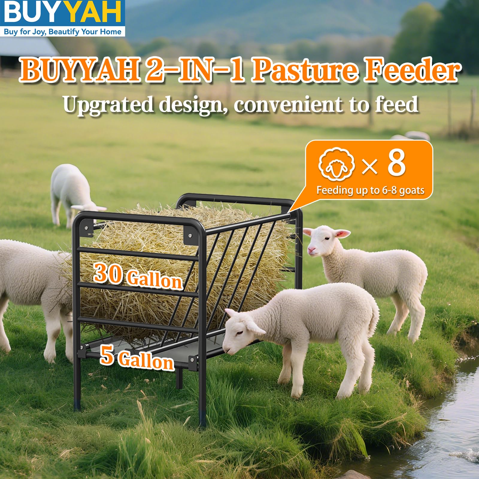 BUYYAH Mini comedero de heno, gran capacidad para varios días