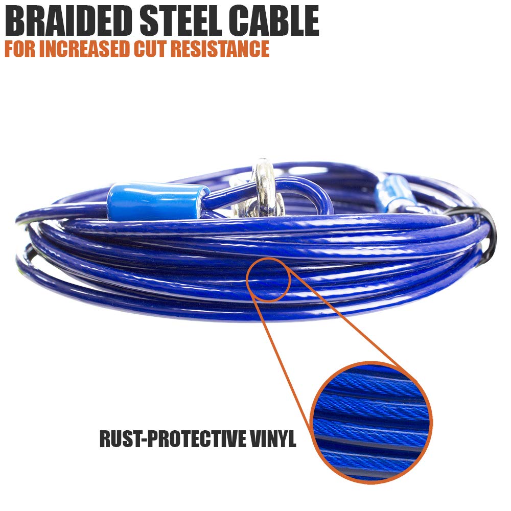 BV doble cable para perros de hasta 60 libras 25 pies azul