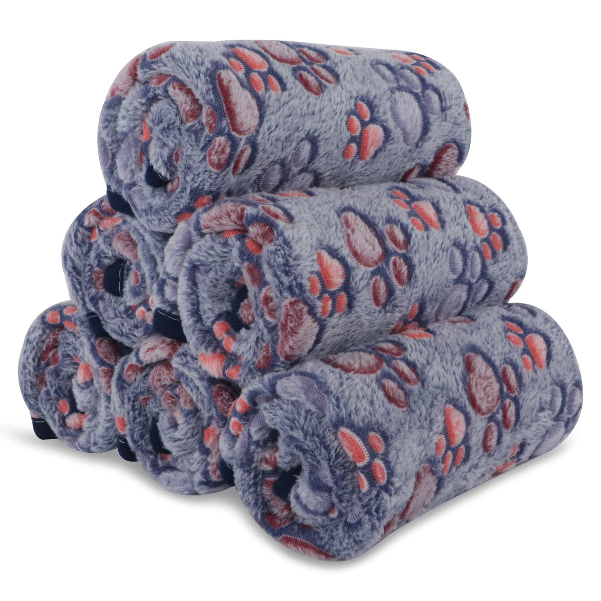 Manta BVAGSS para perro pequeño con huellas y patas, tacto suave para confort nocturno.