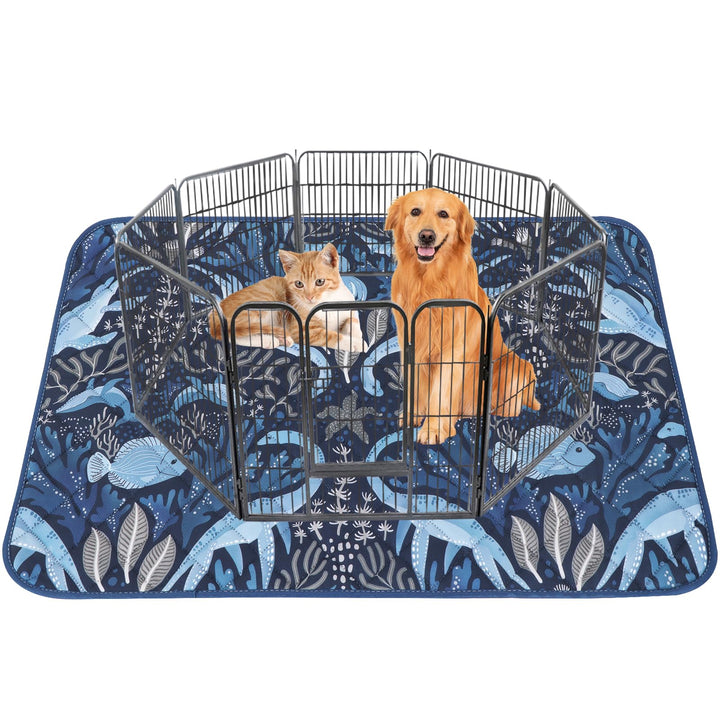 BVAGSS almohadilla lavable para perros, enfoque Dino azul marino, absorbe humedad y protege el suelo.