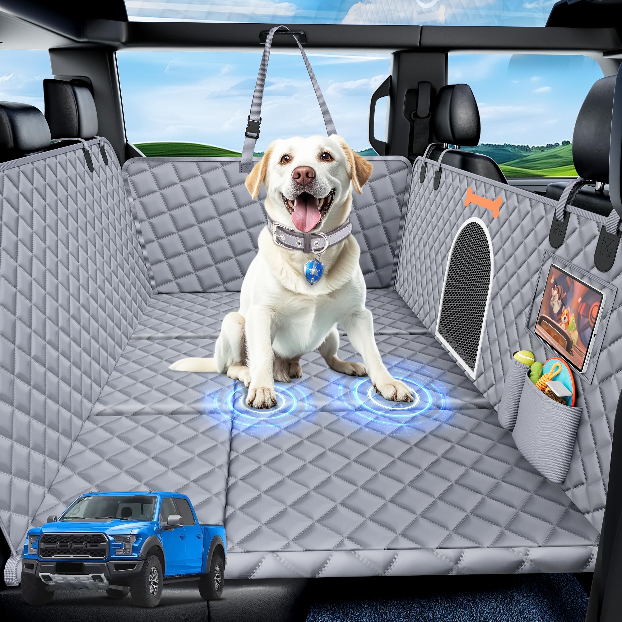 Bwakd XXL: asiento para perro en camión, espacio trasero ampliado.