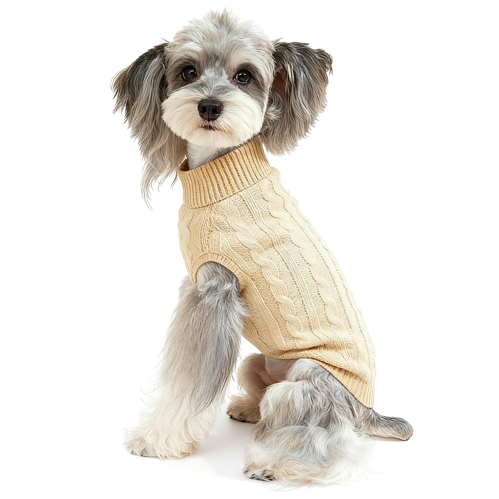 Bwealthest suéter para perros con cuello alto y tejido suave, ideal para inviernos fríos.