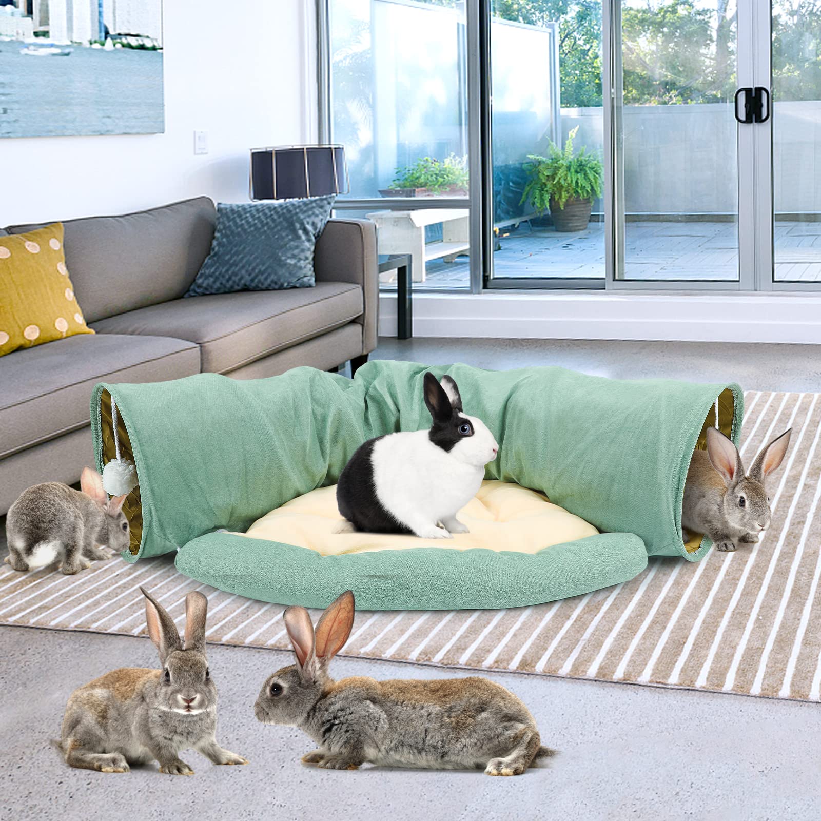 BWOGUE Bunny Tunnel Bed: tamaño ideal para conejos, hámsteres y gatitos