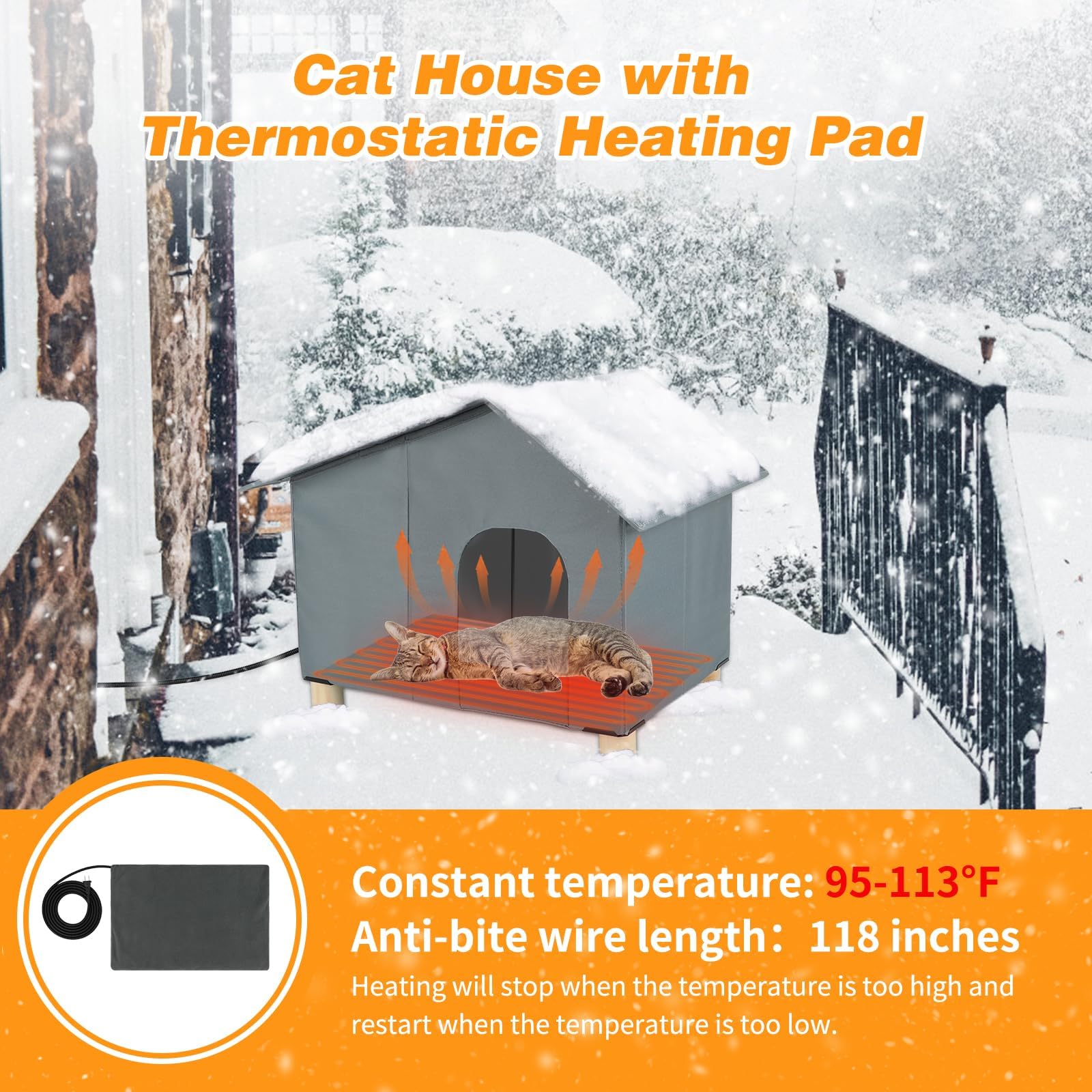 BWOGUE calentador-casa-gato-caliente-elevada, calor estable y seguro