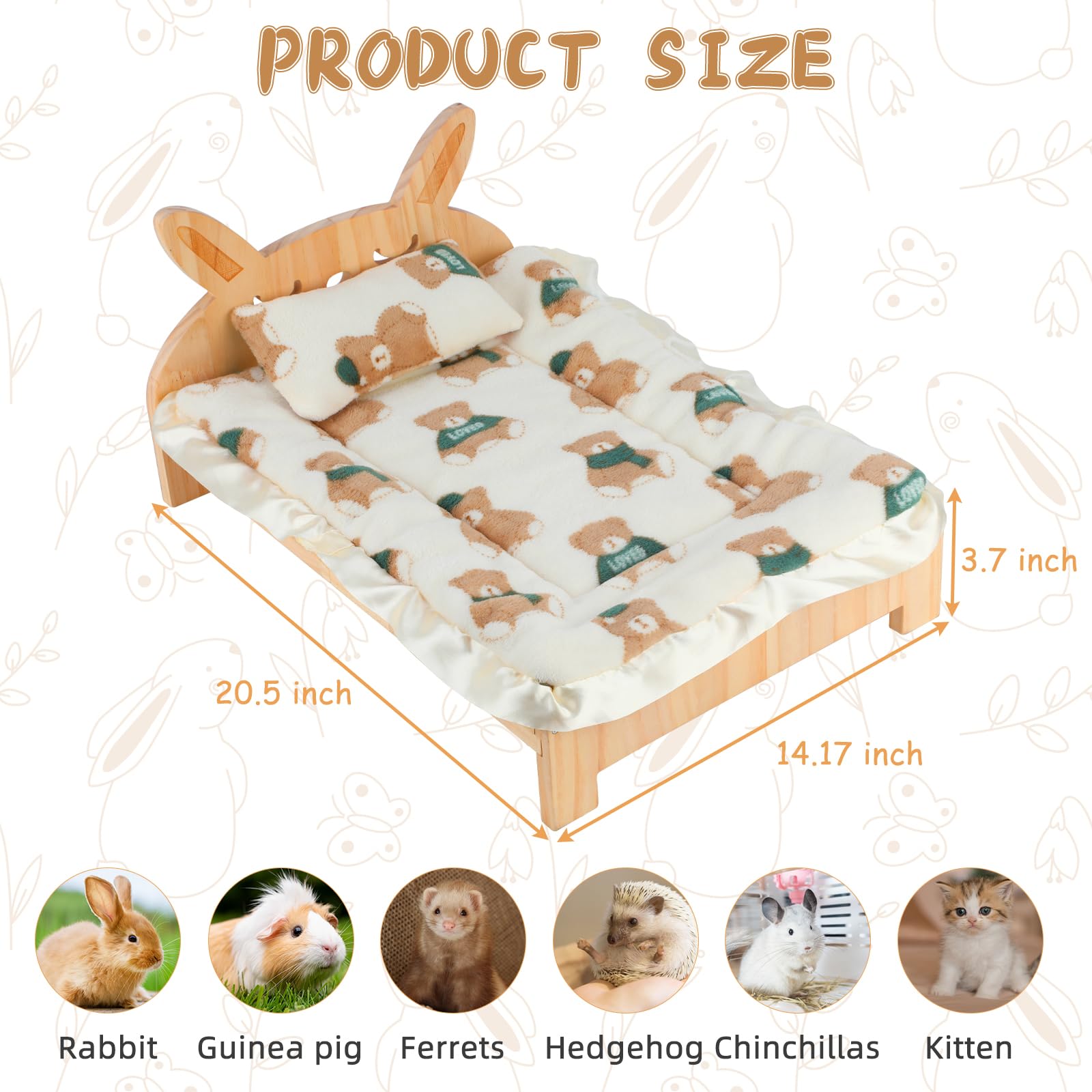 BWOGUE cama conejo madera, cojín reversible para verano e invierno.