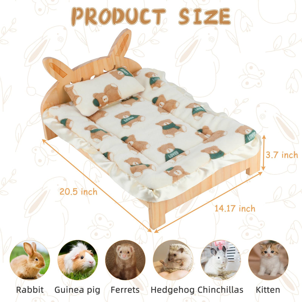BWOGUE cama conejo madera, cojín reversible para verano e invierno.