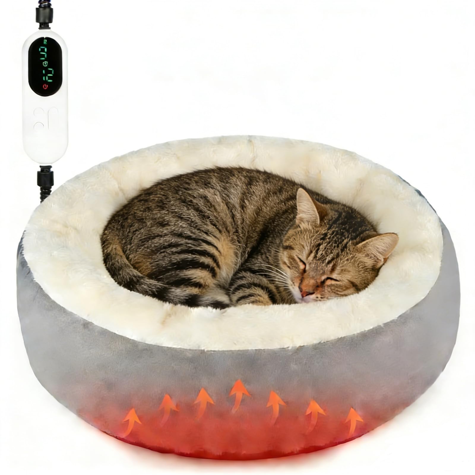 Cama BWOGUE para gato donut 19 pulgadas, desmontable para limpieza fácil.