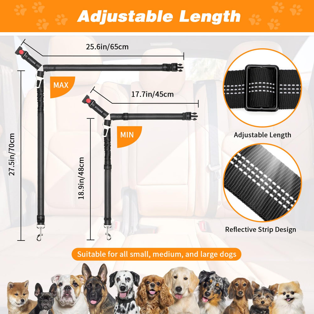 BWOGUE cinturón para perro coche con elastico bungee para confort en viaje.