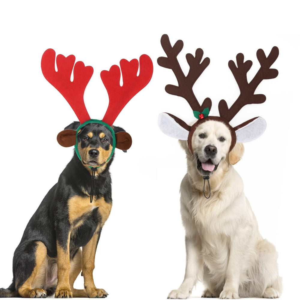 BWOGUE diadema ciervo roja para perros, ideal para fotos festivas.