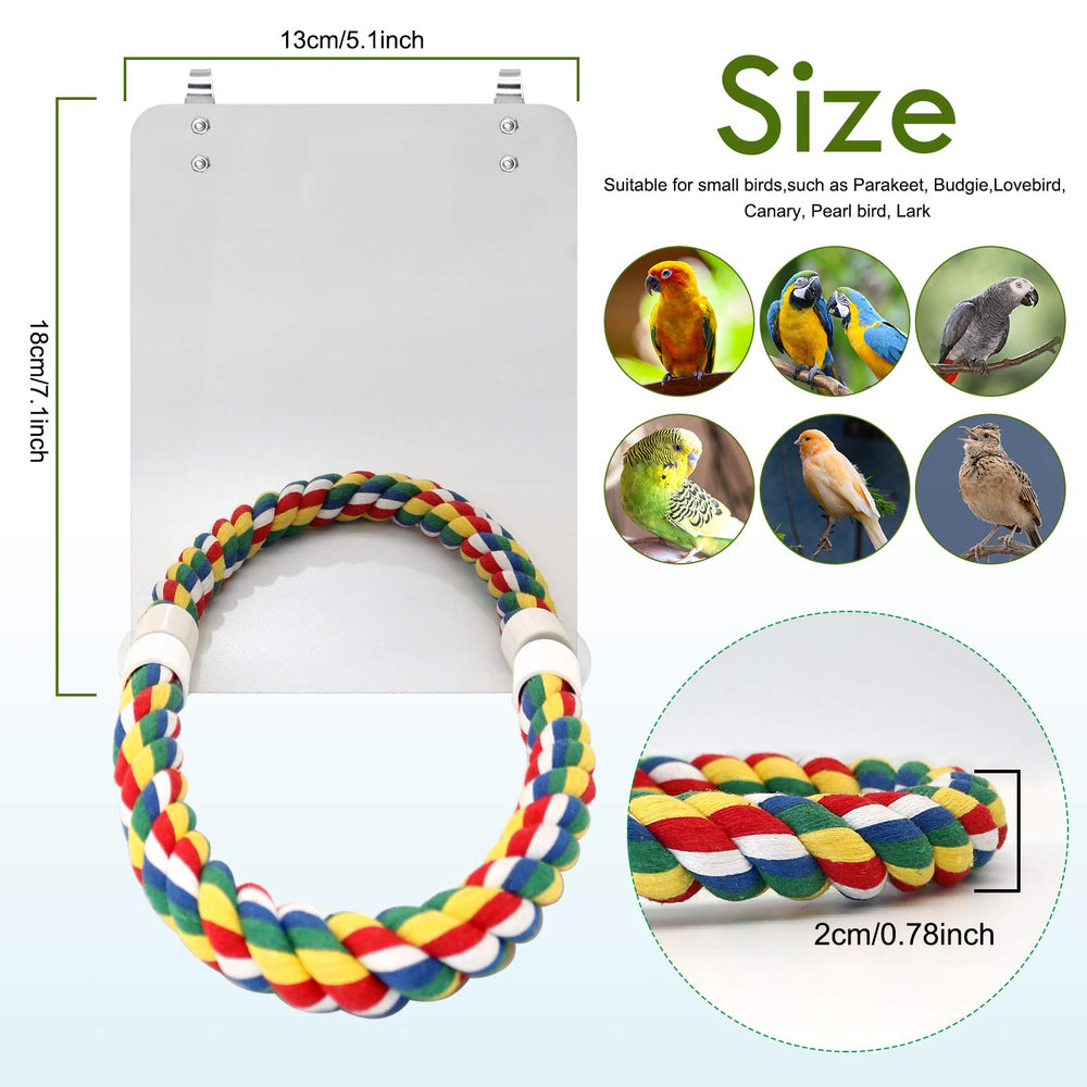 BWOGUE percha de cuerda colorida para ave, ayuda a ejercitar patas y equilibrio.
