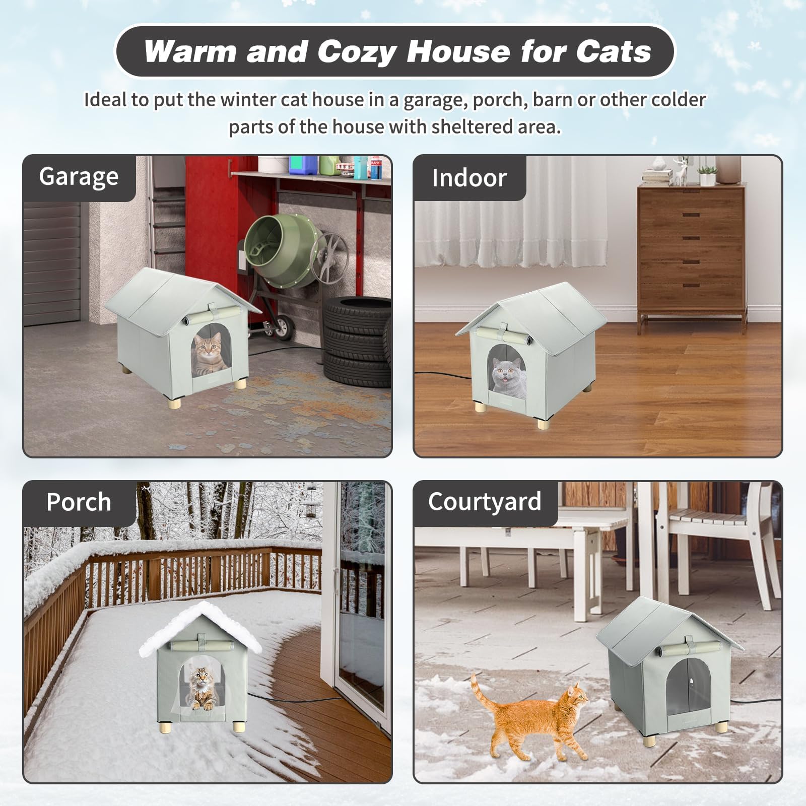 BWOGUE refugio-exterior-anti-frío: protección cálida para gatos al aire libre