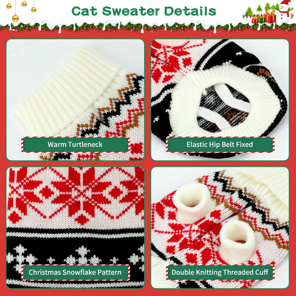 BWOGUE suéter navideño para gato cuello alto negro, cálido y cómodo.