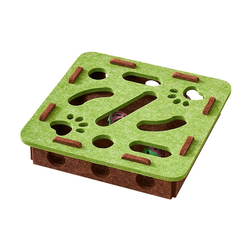BZDBZD caja laberinto de fieltro con 3 bolas sonoras para gatos interiores.