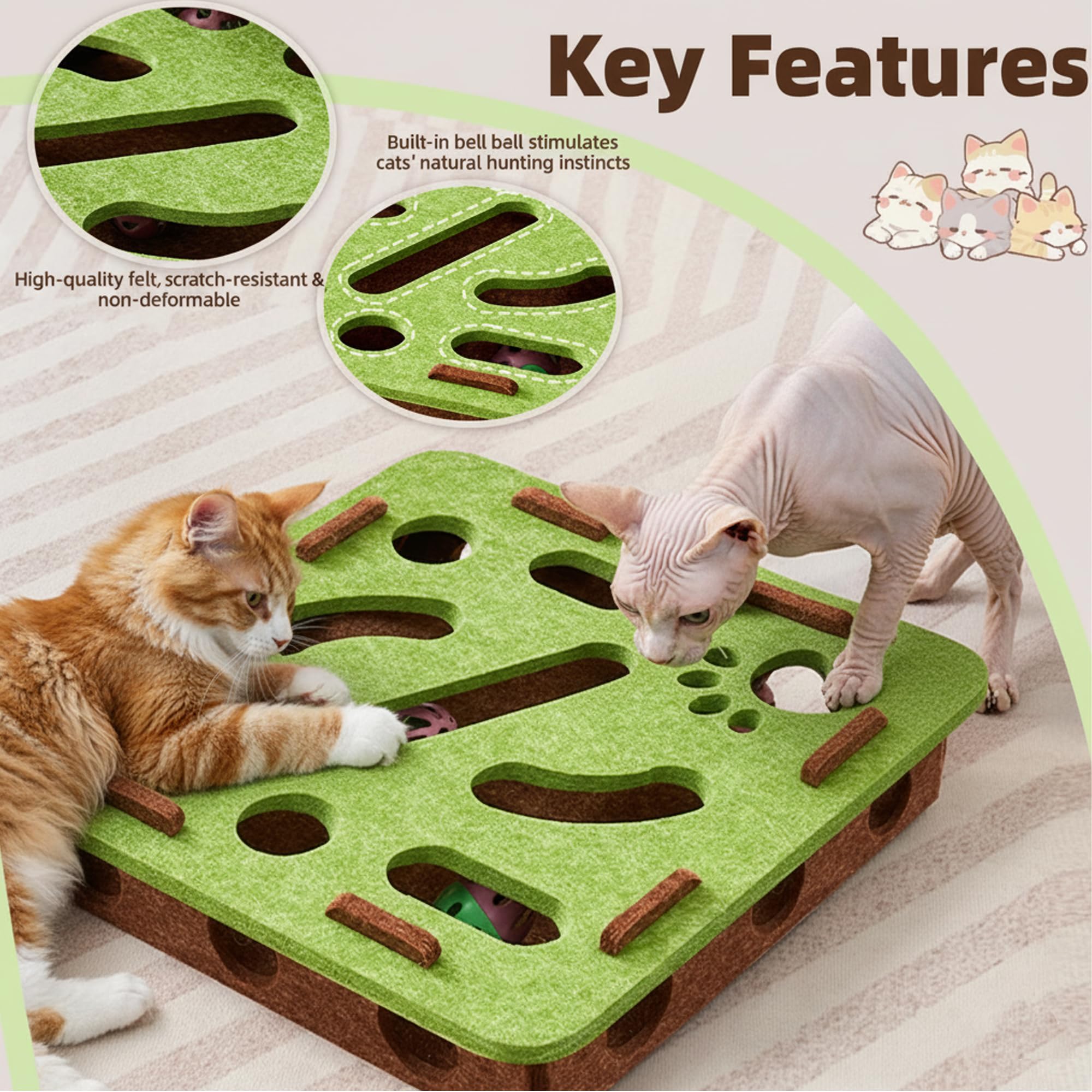 BZDBZD juego interactivo para gatos en casa y espacios pequeños.