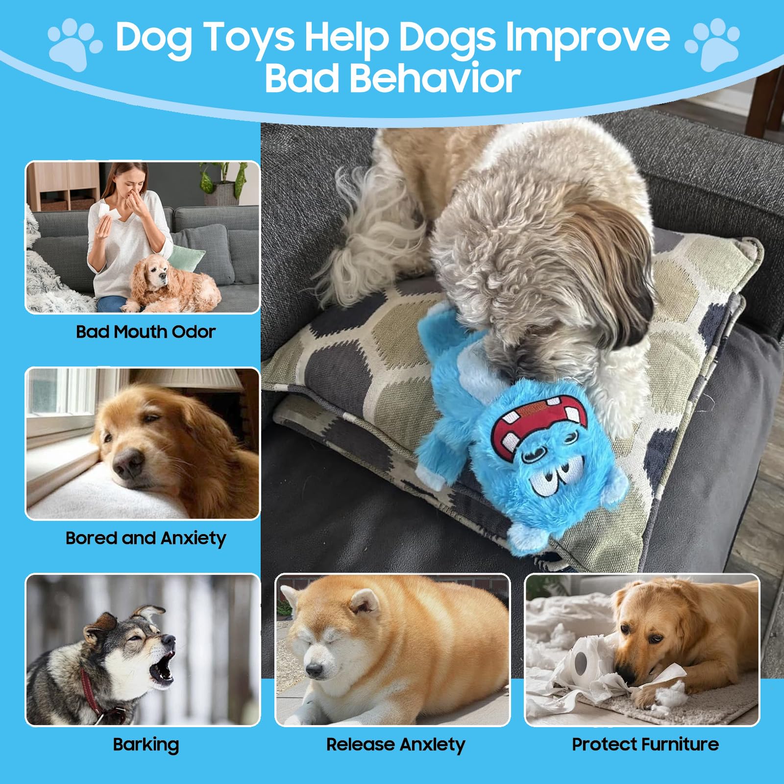 Pack de cinco juguetes resistentes de Bzonsmart para perros de todos tamaños
