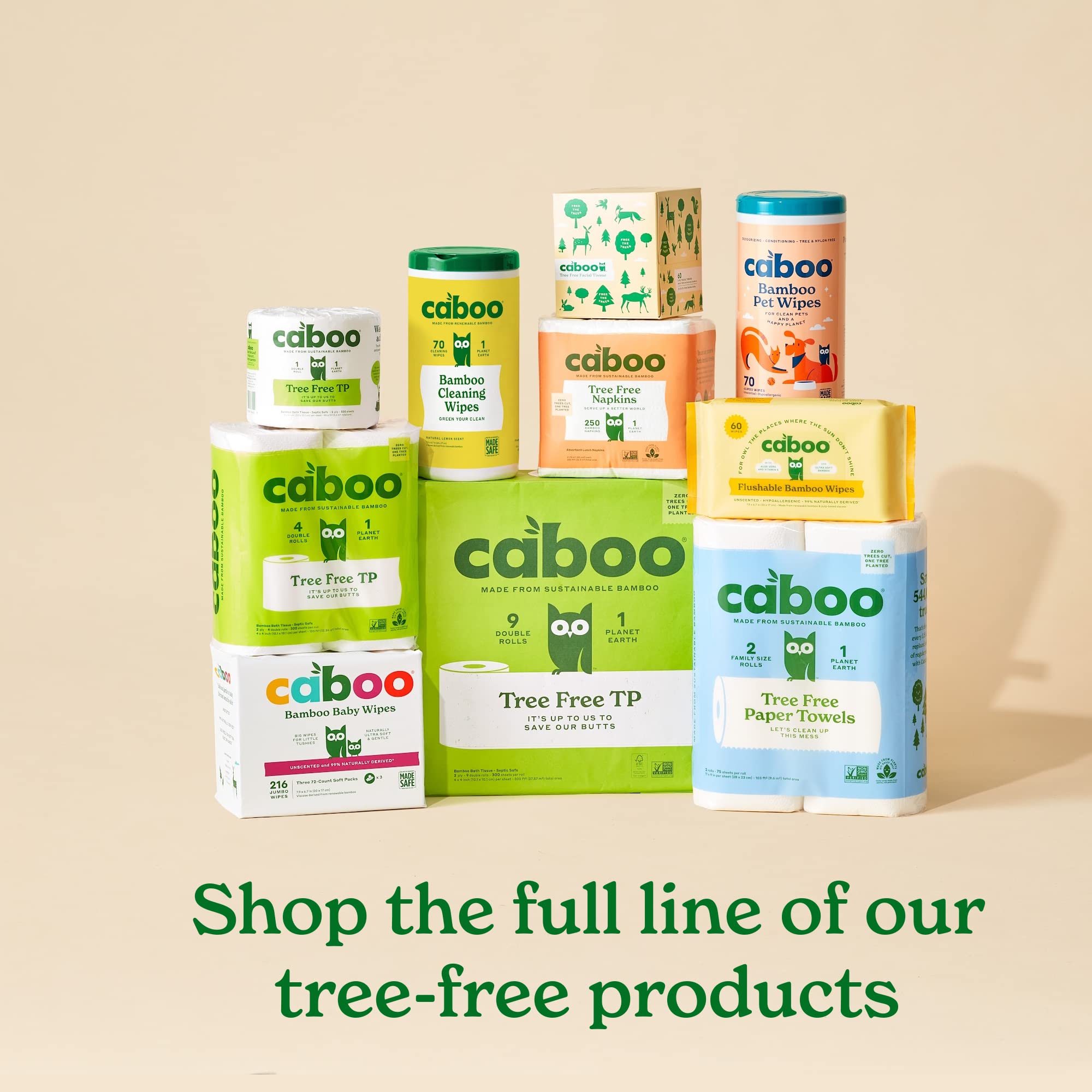 Caboo Tree Free Wipes, 140 toallitas, ideal para casas con mascotas.