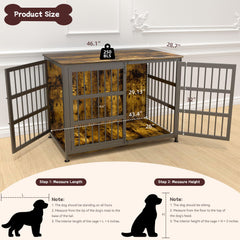 CABZOON 46'' jaula para perros, vista lateral con puerta doble para mayor libertad