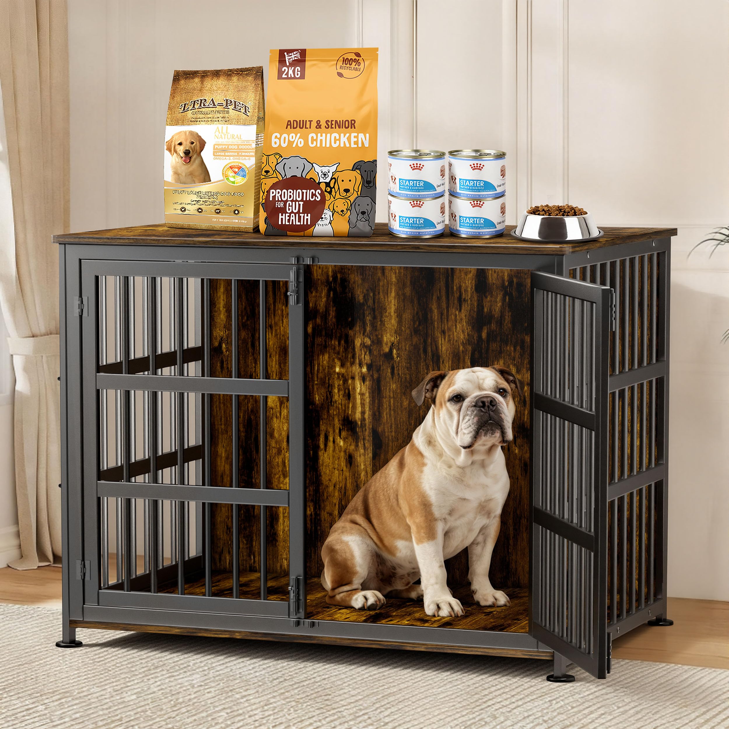 CABZOON jaula-perro mueble 41'' con puerta de entrada para uso cómodo en casa.