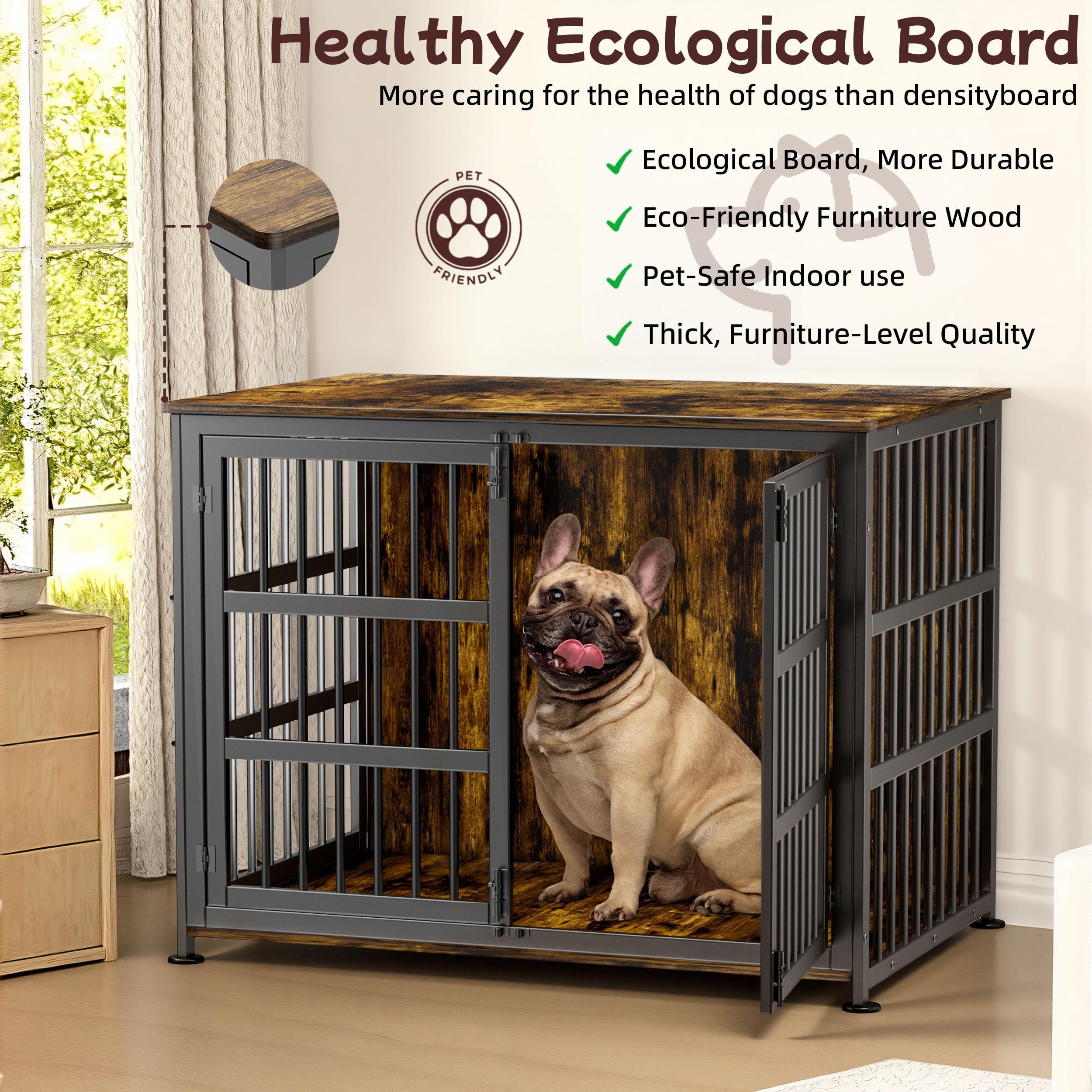 CABZOON jaula-perro mueble-indoor doble-puerta facilita acceso y entrenamiento.