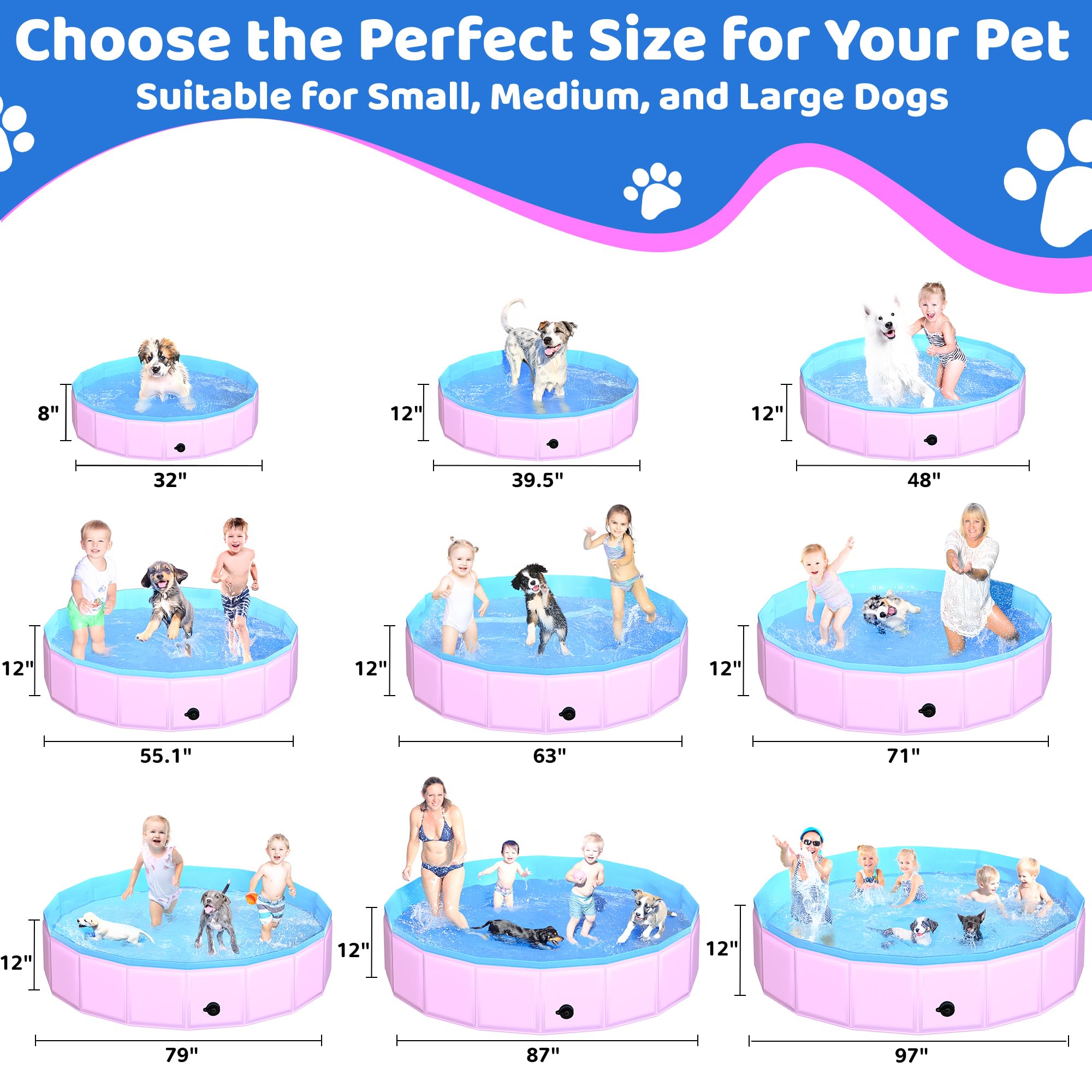 Piscina para perros base antideslizante, seguridad al saltar.