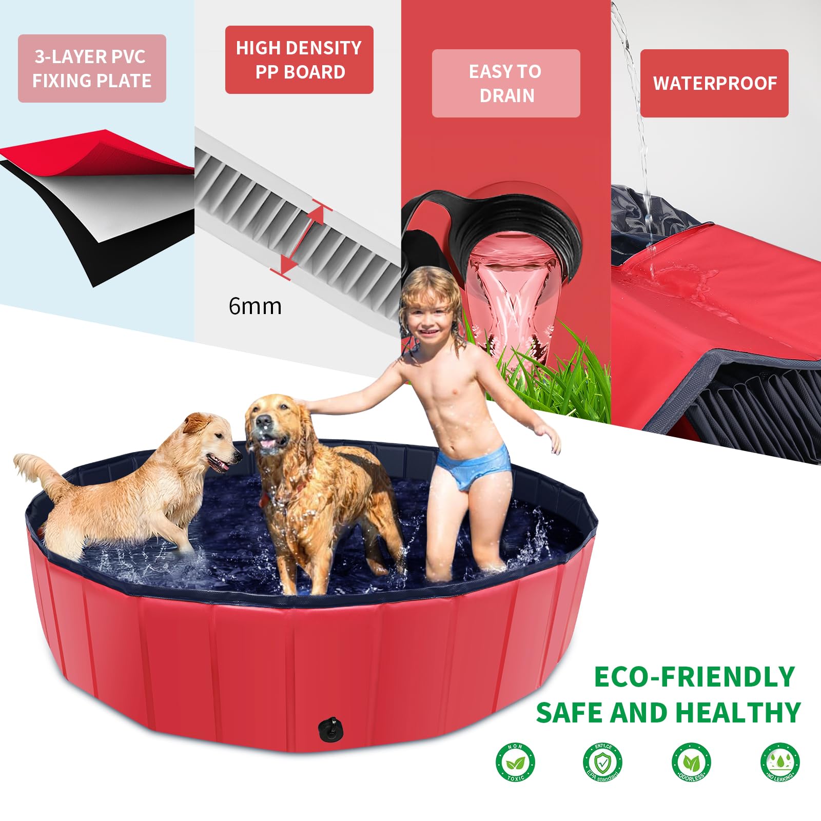 CACSPS piscina para perros veraniega, diversión refrescante al sol