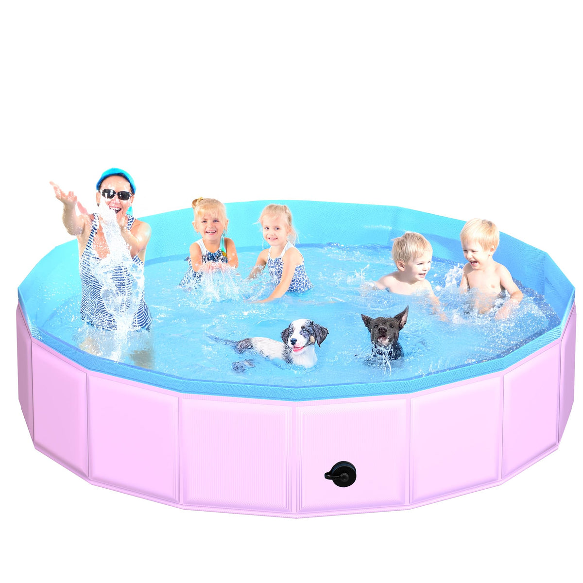 CACSPS piscina plegable para perros 97x12 rosa, fácil de transportar